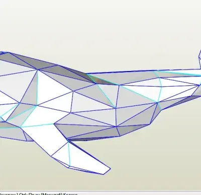 Кит / Whale: pdo-развертка с синими ребрами
