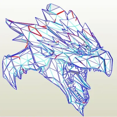 Сложная полигональная голова дракона Rathalos