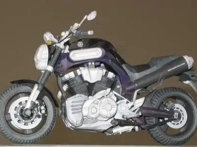 Бумажная модель Мотоцикл Yamaha MT01 [серия, полная версия]
