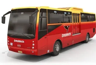 Бумажная модель Автобус TransJakarta (красный)