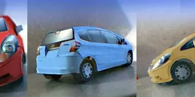 Бумажная модель Автомобиль Honda Fit / Jazz (красный, синий, желтый)