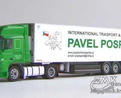 Бумажная модель Грузовик DAF XF 105 SSC с полуприцепом (Pospisil Transporte)