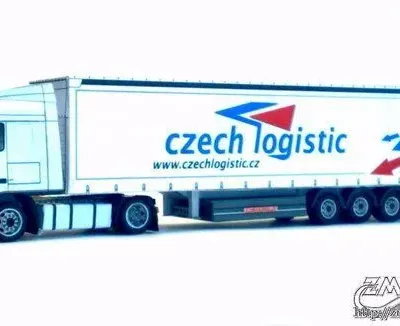Бумажная модель Грузовик DAF XF 105 SC с полуприцепом (Czech Logistic)