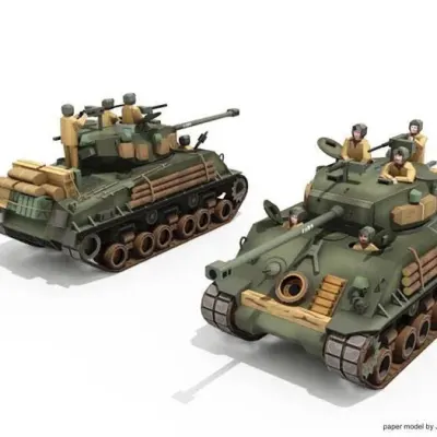 Бумажная модель Танк Sherman M4A3E8 (Ярость)