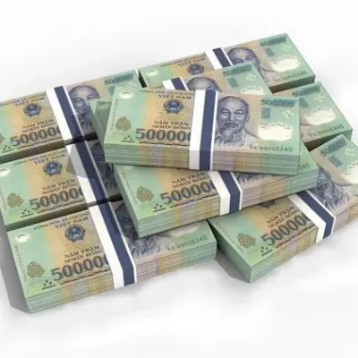 Бумажная модель Пачка купюр 50000 вьетнамских донгов