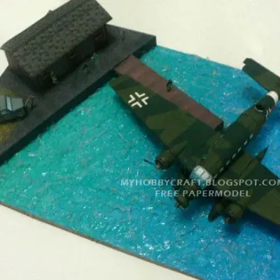 Бумажная модель Диорама Самолет Junkers Ju 52