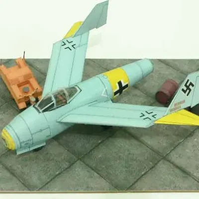 Бумажная модель Диорама Истребитель Blohm & Voss P212 и мотоцикл SdKfz 2