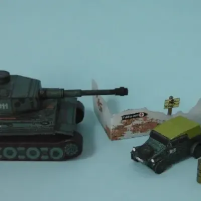 Бумажная модель Танк Тигр и военный автомобиль Volkswagen Тур 82 (Kubelwagen)