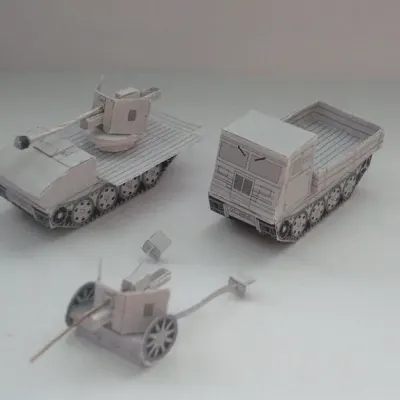 Бумажная модель Тягач RSO и противотанковое орудие Pak 40