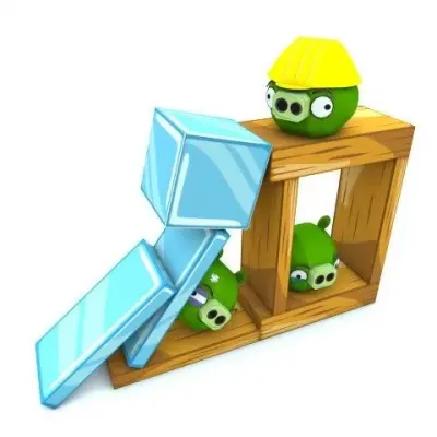 Бумажная модель Зеленые свиньи (Angry Birds)