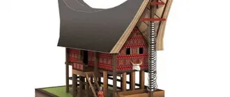 Бумажная модель Традиционный дом Тораджи